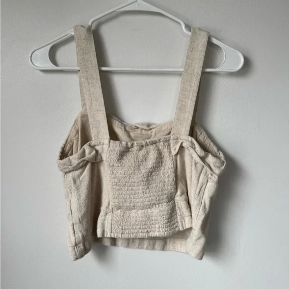 American Eagle Size M Beige Linen Women's Top - Picture 3 of 4